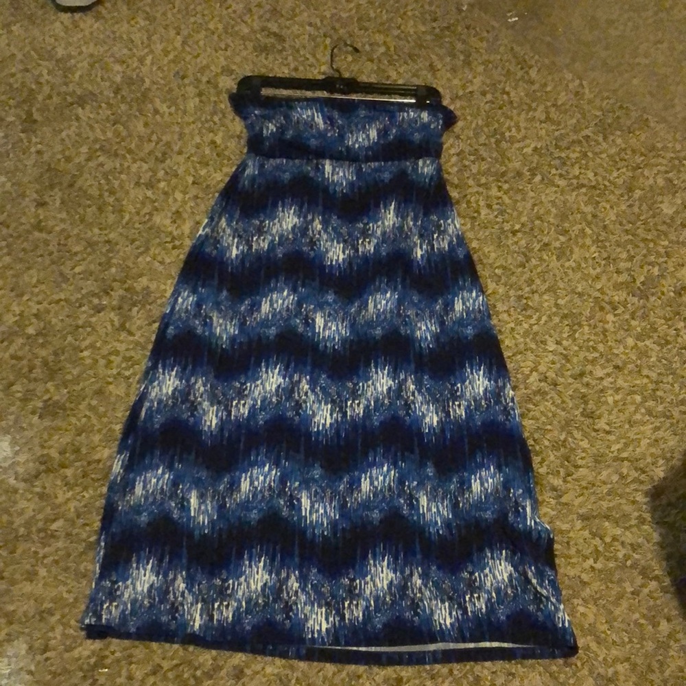 blue and white maxi skirt